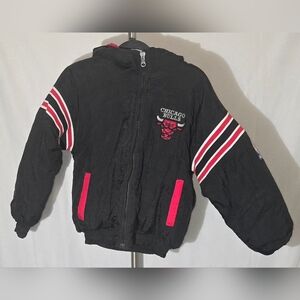 VTG 90 Chicago Bulls Pro Player Puffer Jacket Coat Youth Large Reversible Jordan